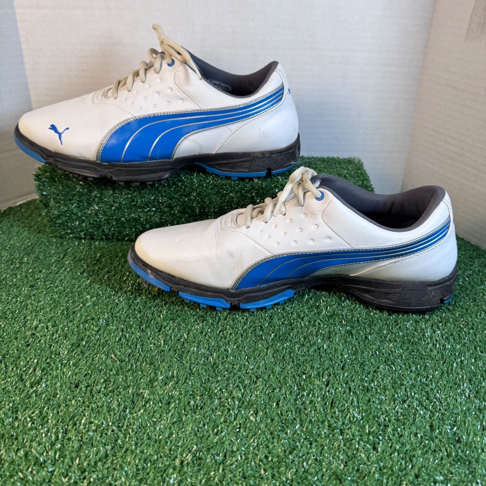 Puma Amp Mens Golf Shoes White Blue 186487-04 Size 11 Low Top - Picture 2 of 11